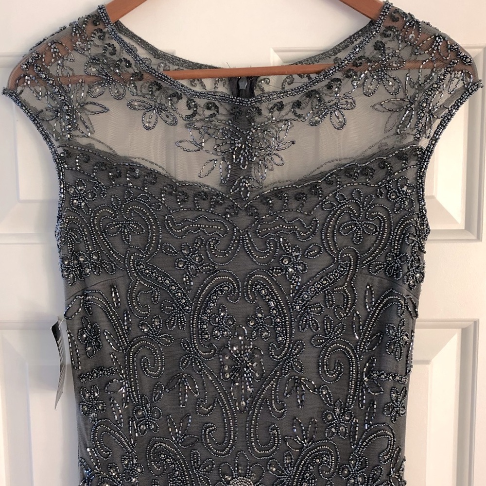 Pisarro Nights Beaded Illusion Gown, Size 4